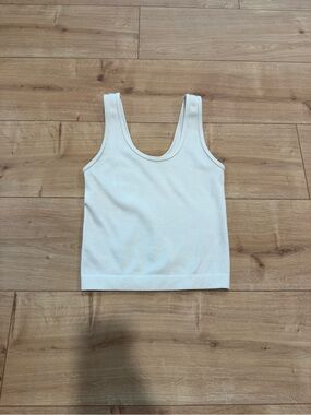 a new day White Ribbed Scoop Tank Top